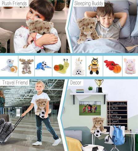 DolliBu Squat Cheetah Stuffed Animal with Soccer Ball Plush - Soft Huggable Cheetah, Adorable Playtime Squat Cheetah Plush Toy, Cute Wild Life Sports Gift for Kids and Adults - 8.5 Inch in Saudi Arabia