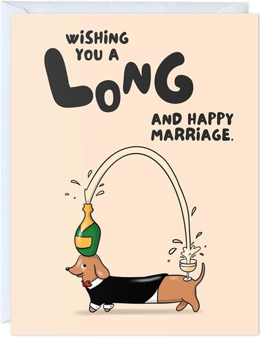 ALY LOU Funny Wedding Card, Engagement Bridesmaid Bachelorette Cards for Bride/Groom, Bridal Wedding Shower, For Him/Her, Couple, Congratulations Greeting Cards (Long and Happy Marriage - Wiener Dog) in Saudi Arabia