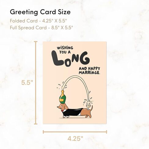 ALY LOU Funny Wedding Card, Engagement Bridesmaid Bachelorette Cards for Bride/Groom, Bridal Wedding Shower, For Him/Her, Couple, Congratulations Greeting Cards (Long and Happy Marriage - Wiener Dog) in Saudi Arabia