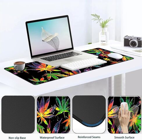 JVGFYNKL Large Gaming Mouse Pad Set, Ergonomic Memory Foam Keyboard Wrist Rest Support + Mouse Wrist Rest + Extended Desk Mat with Non-Slip Rubber Base, Colored Weeds Pattern Black Desk Pad in Saudi Arabia