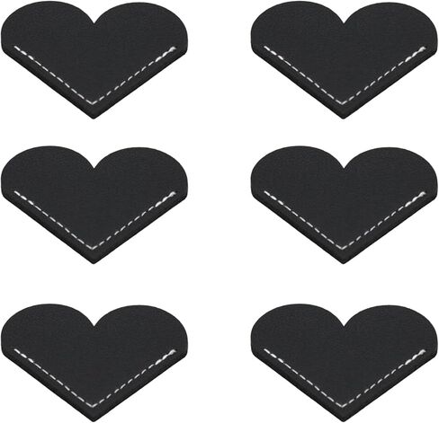 Lilaly 6 Pcs Leather Heart Bookmarks, Book Accessories for Women, Kids,Gifts for Book Lovers （Black） in Kuwait