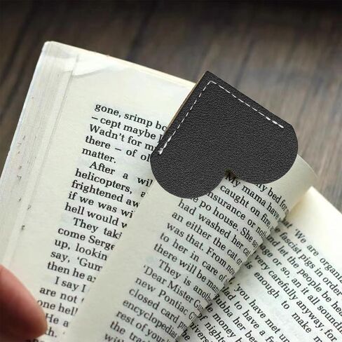 Lilaly 6 Pcs Leather Heart Bookmarks, Book Accessories for Women, Kids,Gifts for Book Lovers （Black） in Kuwait