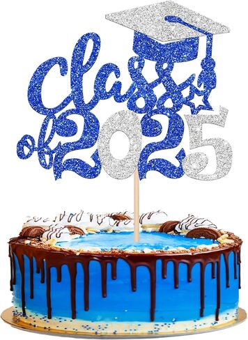 1 Pack 2025 Graduation Cake Topper Glitter Grad Cap Diploma 2025 Senior Cake Pick for School Graduation Theme Party Cupcake Decoration Supplies Green Black in Saudi Arabia
