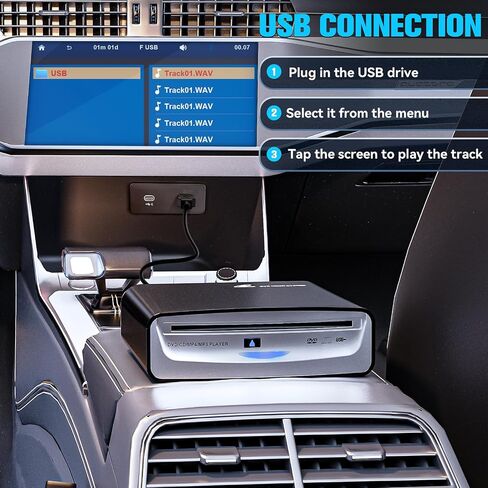 مشغل أقراص DVD للسيارة، مشغل أقراص مضغوطة خارجي عالمي محمول USB من Carrkoopy للسيارة والكمبيوتر المحمول وسطح المكتب والتلفزيون وماك والكمبيوتر والتوصيل والتشغيل (لنظام Android 4.4 وما فوق) in Saudi Arabia