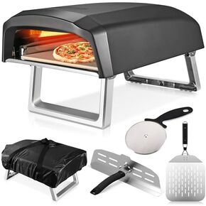 Commercial Chef Pizza Oven Outdoor - Gas Pizza Oven Propane - Portable Pizza Ovens for Outside - Stone Brick Pizza Maker Oven Grill with Dual L-Shaped Burner