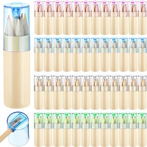Kosiz 48 Pack Mini Drawing Colored Pencils Bulk for Kids with Sharpener Portable Color Pencils in Tube Gift for Artists Writing Sketching Painting Classroom School Supplies(6 Color)