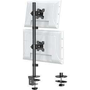 MOUNT PRO Vertical Dual Monitor Stand, Stacked Monitor Mount for 2 Monitors Up to 32 inches, Computer Monitor Arm with Swivel, Tilt, Height Adjustable, Each Monitor Desk Mount Holds up to 17.6 lbs