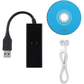 56K USB Modem External RJ11 to USB Adapter, V.92 Dial Up Fax Modem Multifunctional Data Modem for 64Bit WIN10/WIN8.1/WIN8/WIN7