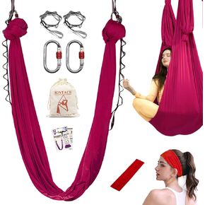 Aerial Yoga Hammock, 5.5 Yards Aerial Silks Gymnastics for Home Indoor Jungle Gym, Antigravity Fitness Hammock with Carabiner, Daisy Chain and Guide