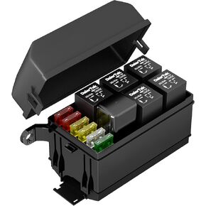 DaierTek 12V Relay Box 6 Way Relay Fuse Box 12 AWG Pre-wired Waterproof Relay Box 6 Slot ATC/ATO Fuse Relay Block Universal Relay Panel for Automotive Car Marine Boat