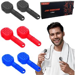 Jaw Exerciser for Men & Women,3 Resistance Levels (6 pcs) Silicone Jawline Exerciser Tablets,Powerful Jaw Trainer for Beginner, Intermediate & Advanced Users