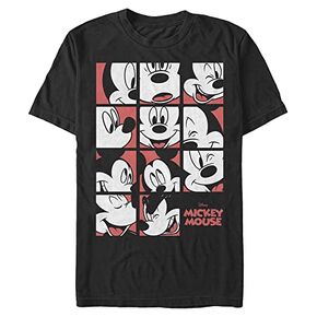 Disney Big & Tall Classic Mickey Mouse Expression Grid Men's Tops Short Sleeve Tee Shirt, Black, 3X-Large Tall