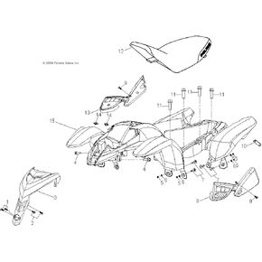 Polaris ATV Cab Assembly, Outlaw 50, Genuine OEM Part 0454222-293, Qty 1