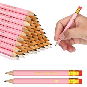 Nezyo 50 Pieces Baby Shower Half Pencils 4 Inch Mini Presharpened Golf Pencils with Erasers for Office Party Game Supplies(Sweet Baby Boy)