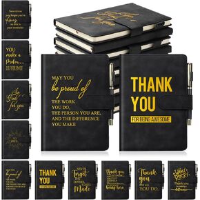 Kosiz 20 Set Volunteer Appreciation Gifts Bulk Inspirational A5 Leather Journals Notebooks Bulk with Motivational Pens for Teacher Nurse Coworkers Team Employee Counselor 100th Day of School Gifts