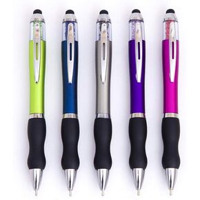 Stylus Pens for Touch Screens Medium Point Pens with Crystals for Women and Kids Black Ink Pen with Stylus Ballpoint Pens with Comfort Grip for The iPad, 5-Pack