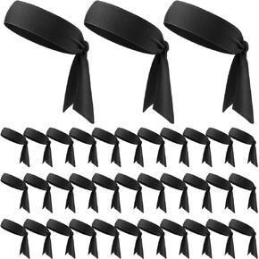 36 Pieces Tennis Tie Headbands Workout Headbands Sport Sweatbands Non Slip Sweat Wicking Head Ties for Women Men Kids Basketball, Ninja, Running, Tennis, Karate, Athletics, Muay Thai, Softball, Yoga