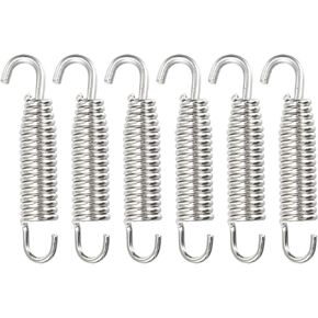 X AUTOHAUX 6 Pcs 58mm 2.28" Muffler Exhaust Pipe Spring for Motorcycle Universal Stainless Steel Silver Tone
