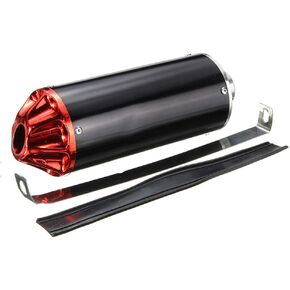Aluminum Red 28mm Motorcycle Exhaust Muffler With Clamp For 50cc 70cc 90cc 110cc 125cc Chinese Pit Trail Dirt Bike Mini Motocross Motorcycle CRF50 XR50 KLX Coolster SSR Thumpstar Lifan