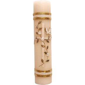 Cross with Flowers Mass Baptism Confirmation Wedding Candle Christening Godparents Vela Bautizo Cirio Matrimonio Confirmación