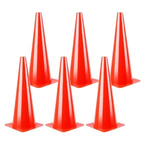 18 Inch Traffic Cones, Plastic Safety Parking Cones, Agility Field Marker Cones for Soccer Basketball Football Drills Training, Outdoor Sport Activity & Festive Events (6 Pack, 5 Colors)