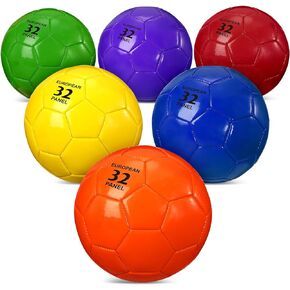 6 Pcs Soccer Ball with Pump Machine Stitched Colorful Soccer Ball Official Size Kids Youth Sport Soccer with Needle for Training Back to School Gift