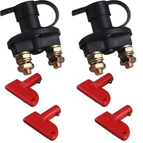 Battery Disconnect Switch with Keys, 2Pcs 12V-24V Battery Kill Switch Isolator Disconnect Cut Off Power for ATV Car Auto, On Off Battery Master Switch with Waterproof Key and Cover