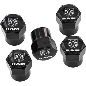 License Frame Inc. Dodge Ram Black Tire Valve Stem Caps Covers (Pack of 5)