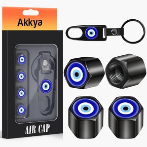 Akkya Tire Valve Stem Caps Cover for Car Bike Bicycle Motorcycles Tractors Mountain Bikes Trucks Cute Cartoon Trendy Black Metal Chrome Tire Air Pressure Covers Wheel Accessories Parts