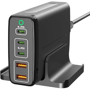 شاحن USB C GaN بقدرة 245 وات، محطة شحن Ubigbuy بقدرة 140 وات 5 منافذ PD3.1 USB C، شاحن كمبيوتر محمول USB C لسطح المكتب محمول للسفر USB C محول طاقة لجهاز MacBook Pro Air iPad Pro iPhone Samsung in Kuwait