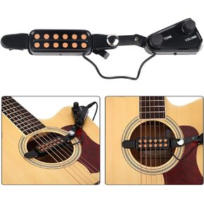 12 Sound Hole Guitar Pickup,Magnetic Pickup Transducer with Volume Tone Tuner Kit for Acoustic Guitar