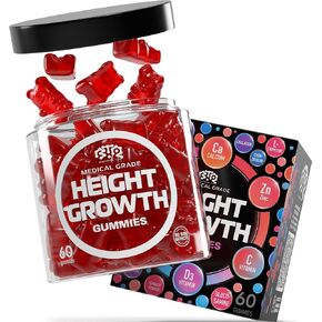 Height Growth Increase Gummies Vitamins, Grow Tall Supplement, Calcium, Magnesium, Zinc, Ashwagandha, Glucosamine Multivitamin for Teens, Kids, Adults