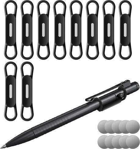 Nearockle 10 Pack Magnetic Pen Pencil Holder, Silicone Adjustable Pen Holder for Desk, Refrigerator, Whiteboards, Office Desk Accessories Marker Organizer(Black) in Saudi Arabia