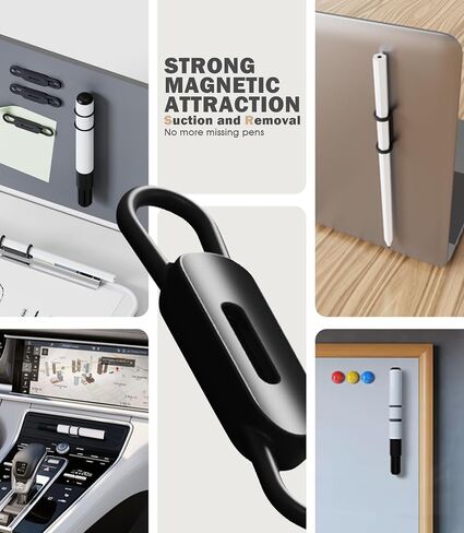 Nearockle 10 Pack Magnetic Pen Pencil Holder, Silicone Adjustable Pen Holder for Desk, Refrigerator, Whiteboards, Office Desk Accessories Marker Organizer(Black) in Saudi Arabia