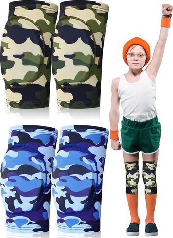 2 Pair Kids Knee Pad Camouflage Anti Slip Padded for Boy Sponge Knee Brace Breathable Flexible Toddler Knee Pads Elastic Knee Support for Boys Sport Volleyball Dance Skating Basketball, 3-7 Years in Saudi Arabia