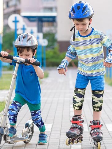 2 Pair Kids Knee Pad Camouflage Anti Slip Padded for Boy Sponge Knee Brace Breathable Flexible Toddler Knee Pads Elastic Knee Support for Boys Sport Volleyball Dance Skating Basketball, 3-7 Years in Saudi Arabia