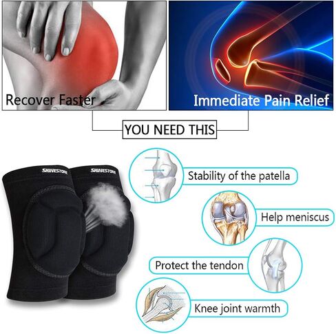 Shinestone Knee Pads Elbow Pads,Thick Sponge Knee Pads Elbow Pads High Elastic Anti-Slip Collision Avoidance Knee Elbow Sleeves for Basketball and More Sports. (1 Pair) (008-Knee pads, Medium) in Saudi Arabia