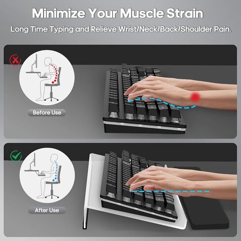 حامل لوحة مفاتيح الكمبيوتر ومسند المعصم، حامل لوحة مفاتيح مريح من Raipeu مع وسادة معصم، حامل لوحة مفاتيح مائل من الأكريليك لسطح المكتب يناسب جميع أحجام لوحة المفاتيح (أكريليك) in Kuwait