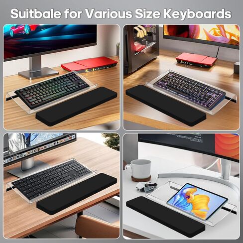 حامل لوحة مفاتيح الكمبيوتر ومسند المعصم، حامل لوحة مفاتيح مريح من Raipeu مع وسادة معصم، حامل لوحة مفاتيح مائل من الأكريليك لسطح المكتب يناسب جميع أحجام لوحة المفاتيح (أكريليك) in Kuwait