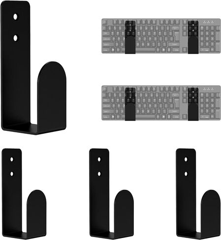 HONKID Keyboard Wall Mount, Metal Computer Keyboard Holder on Wall for Mechanical Keyboards, Keyboard Storage Free up Your Desk Space, Install with Screws, 2 PCS in Saudi Arabia