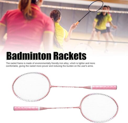 Badminton Racquet, T - Shaped Frame Anti Slip Professional Separate Badminton Rackets for Beginners Student Training Pink in Saudi Arabia