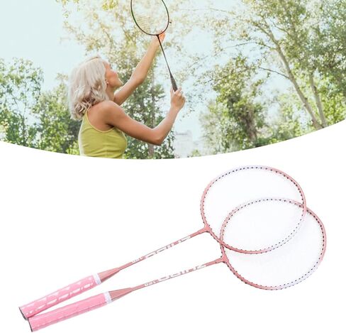 Badminton Racquet, T - Shaped Frame Anti Slip Professional Separate Badminton Rackets for Beginners Student Training Pink in Saudi Arabia