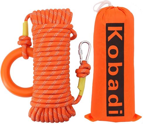 حقيبة رمي إنقاذ المياه مع حبل بطول 32/50/65/98 قدم بقوة شد 12 مم تصل إلى 2040 رطل، جهاز إنقاذ في حالات الطوارئ قابل للرمي للتجديف بالكاياك وركوب القوارب ومعدات السلامة عالية الوضوح in Kuwait