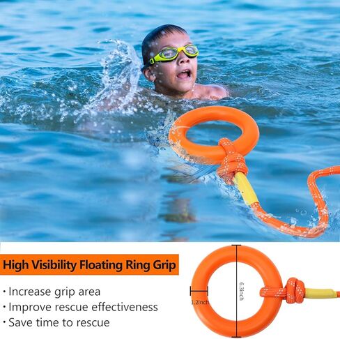 حقيبة رمي إنقاذ المياه مع حبل بطول 32/50/65/98 قدم بقوة شد 12 مم تصل إلى 2040 رطل، جهاز إنقاذ في حالات الطوارئ قابل للرمي للتجديف بالكاياك وركوب القوارب ومعدات السلامة عالية الوضوح in Kuwait