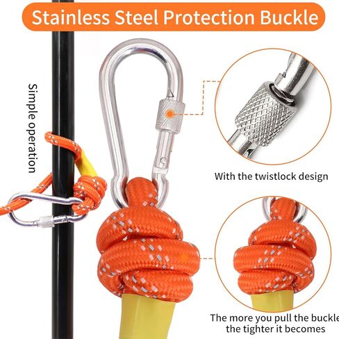 حقيبة رمي إنقاذ المياه مع حبل بطول 32/50/65/98 قدم بقوة شد 12 مم تصل إلى 2040 رطل، جهاز إنقاذ في حالات الطوارئ قابل للرمي للتجديف بالكاياك وركوب القوارب ومعدات السلامة عالية الوضوح in Kuwait