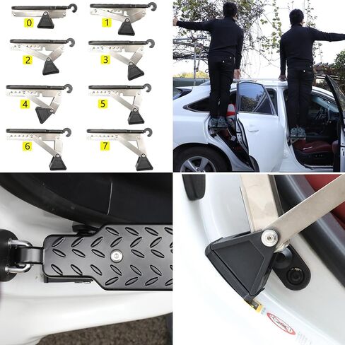 Car Door Step, 7 Angles ExtraLong Door Step for Car Roof Access, Both Feet Stand Roof Rack Door Latch Step, Universal Fit Car Door Step Up Hook for Most Car, SUV, Truck (Black) in Kuwait