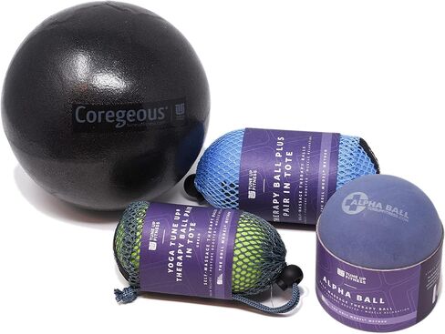 Tune Up Fitness Yoga Tune Up Set of Various Ball Sizes and Colors - Original Tune up Balls, Plus Balls, Alpha Solo Ball and Coregeous Ball in Black Bag. Colors Vary in Kuwait