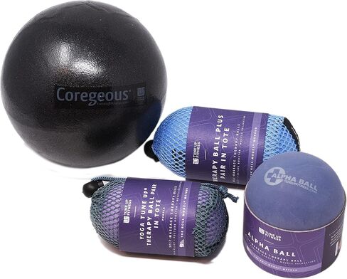 Tune Up Fitness Yoga Tune Up Set of Various Ball Sizes and Colors - Original Tune up Balls, Plus Balls, Alpha Solo Ball and Coregeous Ball in Black Bag. Colors Vary in Kuwait