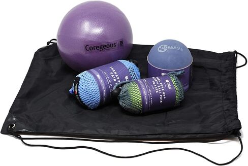 Tune Up Fitness Yoga Tune Up Set of Various Ball Sizes and Colors - Original Tune up Balls, Plus Balls, Alpha Solo Ball and Coregeous Ball in Black Bag. Colors Vary in Kuwait