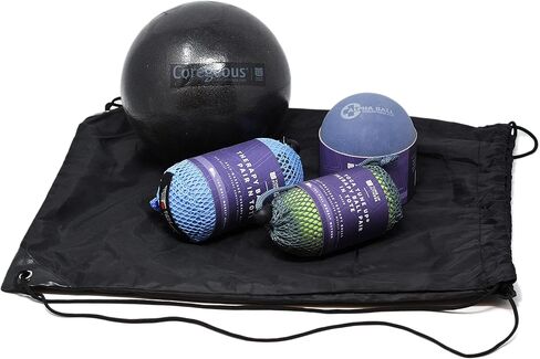 Tune Up Fitness Yoga Tune Up Set of Various Ball Sizes and Colors - Original Tune up Balls, Plus Balls, Alpha Solo Ball and Coregeous Ball in Black Bag. Colors Vary in Kuwait